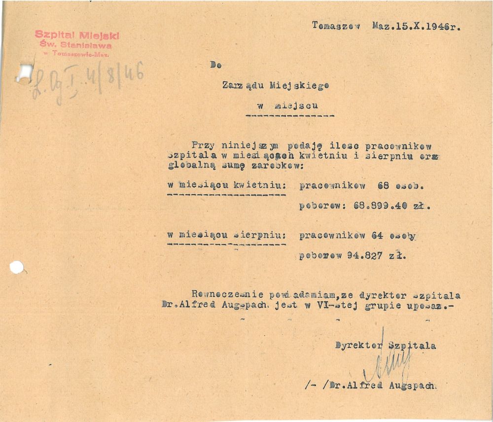 Wykaz pracowników szpitala.
